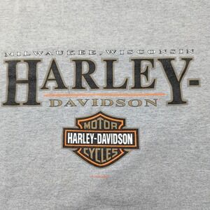 Vintage 1997 Harley-Davidson Milwaukee WI T-Shirt Grey Holoubek Made in USA 2XL